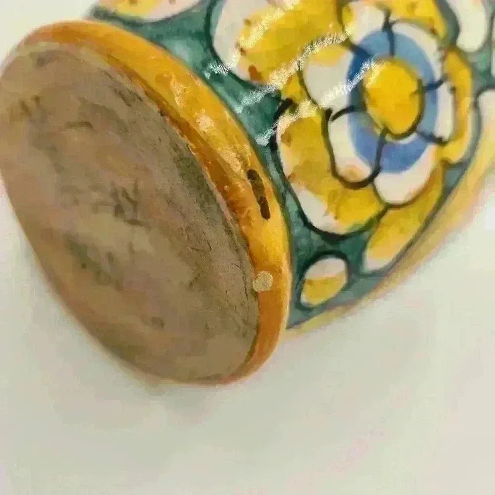 Brightly-Colored Small Hand Painted Pitcher Made In Saca, Castelli Region, Italy - Picture 10 of 11